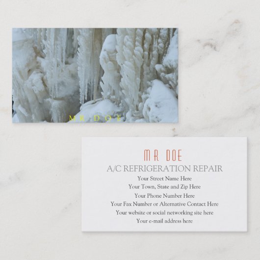 Airconditioning, koelingsservice met twee zijden visitekaartje (Voorkant / Achterkant)