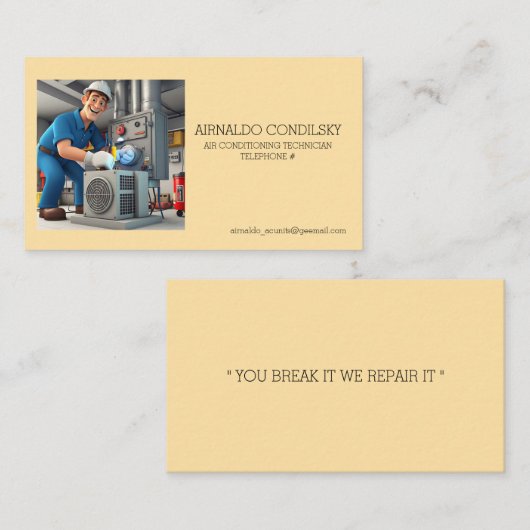 "AIRCONDITIONINGTECHNICUS" VISITEKAARTJE (Voorkant / Achterkant)