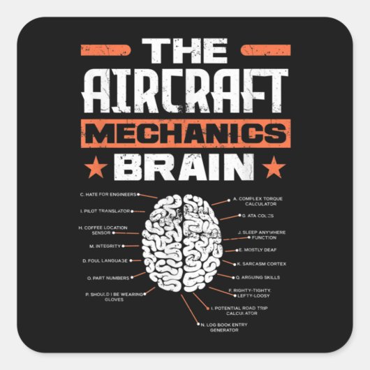 Aircraft Mechanics Brain Aviation Funny Aircraft M Vierkante Sticker (Voorkant)