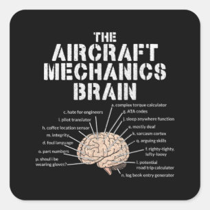 Aircraft Mechanics Brain Aviation Gift Vierkante Sticker