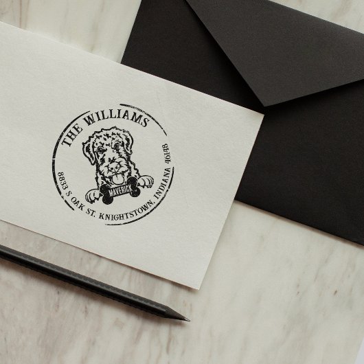 Airdale Terrier Custom Family Return-adres Rubberstempel