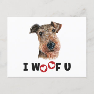 Airdale Terrier Dog I Wof you Uitnodiging Briefkaart