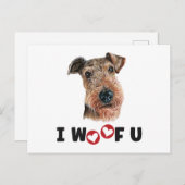 Airdale Terrier Dog I Wof you Uitnodiging Briefkaart (Voorkant / Achterkant)