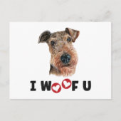 Airdale Terrier Dog I Wof you Uitnodiging Briefkaart (Voorkant)