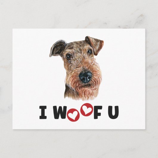 Airdale Terrier Dog I Wof you Uitnodiging Briefkaart (Voorkant)