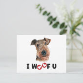 Airdale Terrier Dog I Wof you Uitnodiging Briefkaart (Staand voorkant)