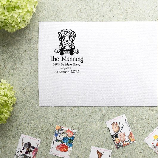 Airdale Terrier Dog Retouradres Rubberstempel