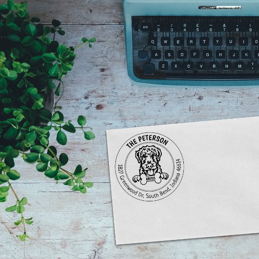 Airdale Terrier Hond Familie Retouradres Rubberstempel