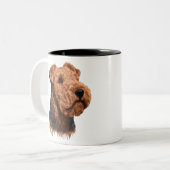 Airdale Terrier Lover Gift Tweekleurige Koffiemok (Voorkant links)