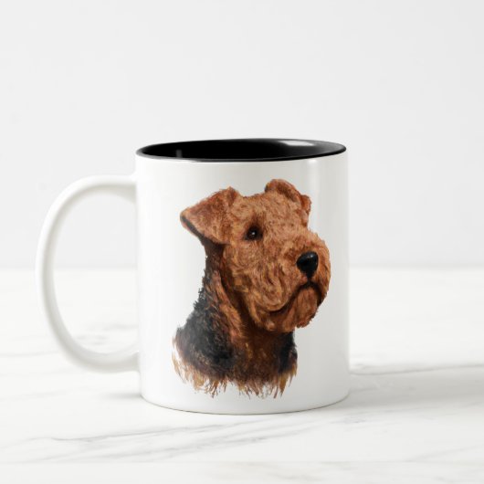 Airdale Terrier Lover Gift Tweekleurige Koffiemok (Links)