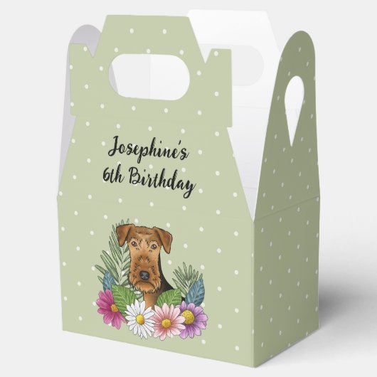 Airdale Terrier met kleurrijke bloemen Verjaardag Bedankdoosjes (Geopend)