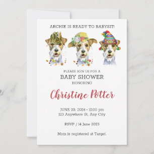 Airdale Terrier Puppy Theme Baby shower Uitnodigin Kaart