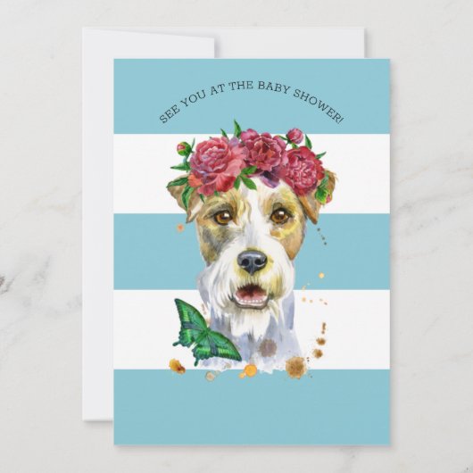 Airdale Terrier Puppy Theme Baby shower Uitnodigin Kaart (Achterkant)