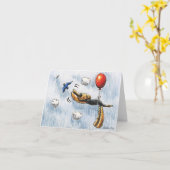 Aire-Balloon Airedale Terrier Kaart (Gele Bloem)