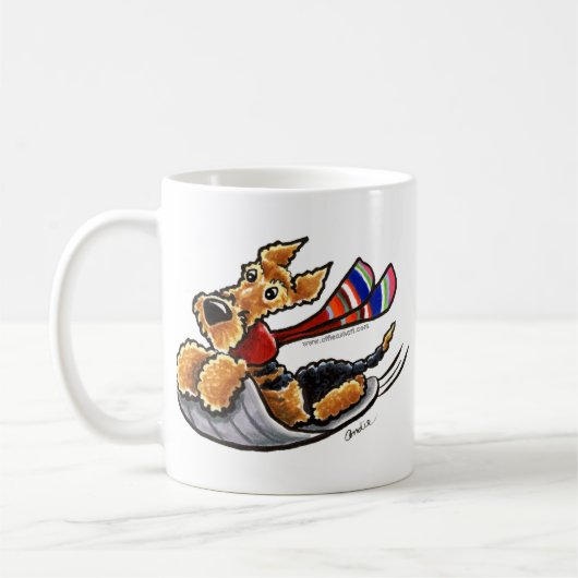 Aire-Sledding Airedale Terrier Koffiemok (Links)