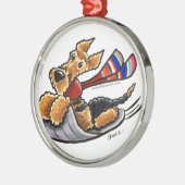 Aire-Sledding Airedale Terrier Metalen Ornament (Links)