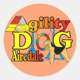 Airedale_Agility Gifts Ronde Sticker
