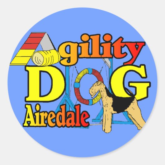 Airedale_Agility Gifts Ronde Sticker (Voorkant)