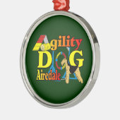 Airedale_Agility Metalen Ornament (Links)