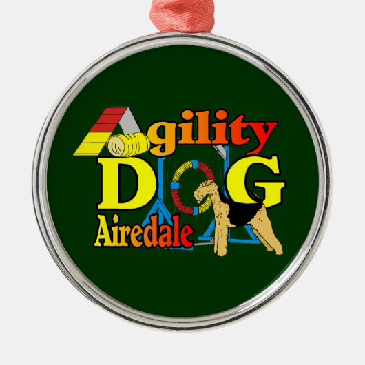 Airedale_Agility Metalen Ornament (Voorkant)