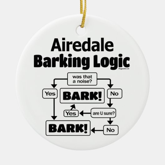 Airedale Barking Logic Keramisch Ornament (Voorkant)