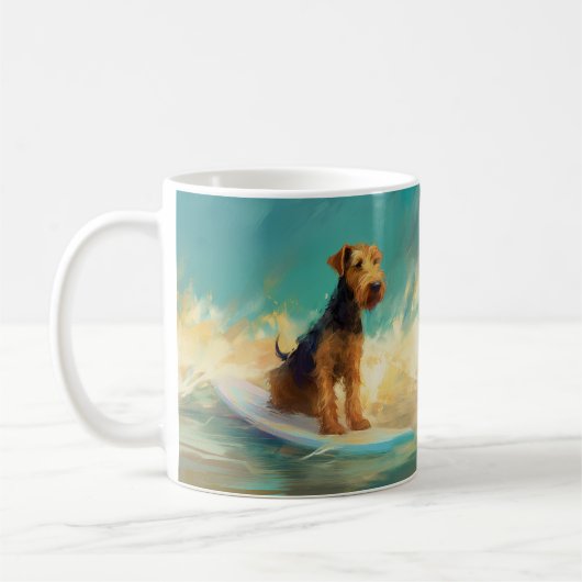 Airedale Beach Surfen Schilderen  Koffiemok (Links)
