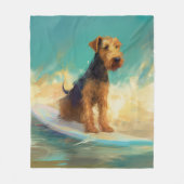 Airedale Beach Surfen Schilderij Fleece Deken (Voorkant)