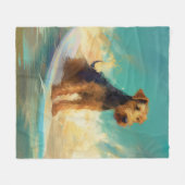Airedale Beach Surfen Schilderij Fleece Deken (Voorkant (Horizontaal))