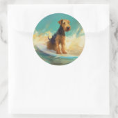 Airedale Beach Surfen Schilderij Ronde Sticker (Tas)