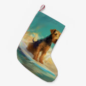 Airedale Beach Surfschildering Kleine Kerstsok (Voorkant (Hangend))