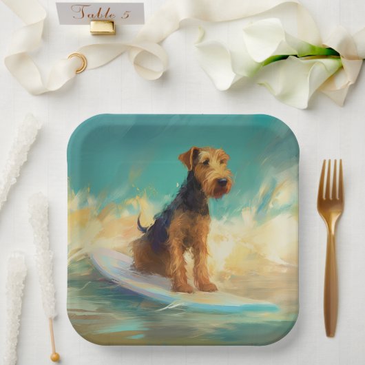 Airedale Beach Surfschildering Papieren Bordje (Huwelijk)
