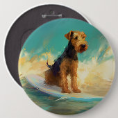 Airedale Beach Surfschildering Ronde Button 6,0 Cm (Voorkant /achterkant)