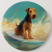 Airedale Beach Surfschildering Ronde Button 6,0 Cm (Voorkant)