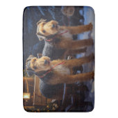 Airedale Besneeuwde slee-rit Kerstdecoratie Badmat (Voorkant Verticaal)