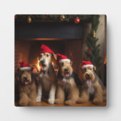Airedale bij de Haard Kerst  Fotoplaat (Voorkant)