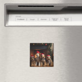 Airedale bij de Haard Kerst  Magneet (Insitu (Vaatwasser))