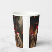 Airedale bij de Haard Kerst Papieren Bekers (Rechts)