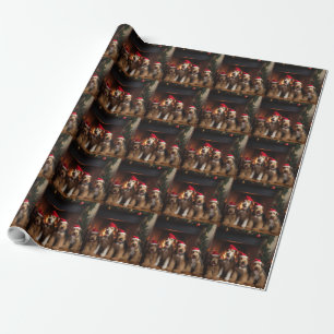 Airedale bij de Haard Kerstmis Cadeaupapier