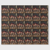Airedale bij de Haard Kerstmis Cadeaupapier (Vlak)