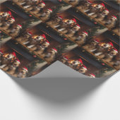 Airedale bij de Haard Kerstmis Cadeaupapier (Hoek)