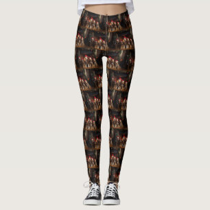 Airedale bij de Haard Kerstmis Leggings