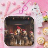 Airedale bij de Haard Kerstmis Papieren Bordje (Feest)