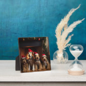 Airedale bij de open haard Kerstmis Fotoplaat (Insitu)