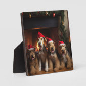 Airedale bij de open haard Kerstmis Fotoplaat (Voorkant)