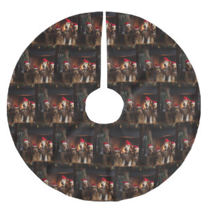 Airedale bij de open haard Kerstmis Kerstboom Rok