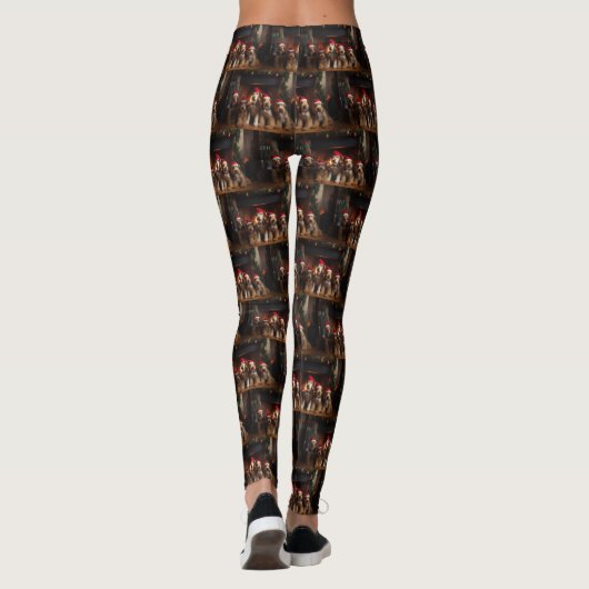 Airedale bij de open haard Kerstmis Leggings (Achterkant)