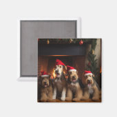 Airedale bij de open haard Kerstmis Magneet (Voorkant / Achterkant)