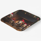 Airedale bij de open haard Kerstmis Papieren Bordje (Gebogen)