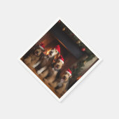 Airedale bij de open haard Kerstmis Servet (Hoek)