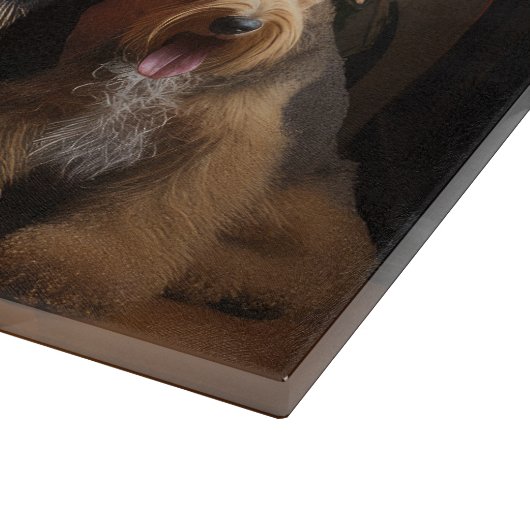 Airedale bij de open haard Kerstmis Snijplank (Hoek)